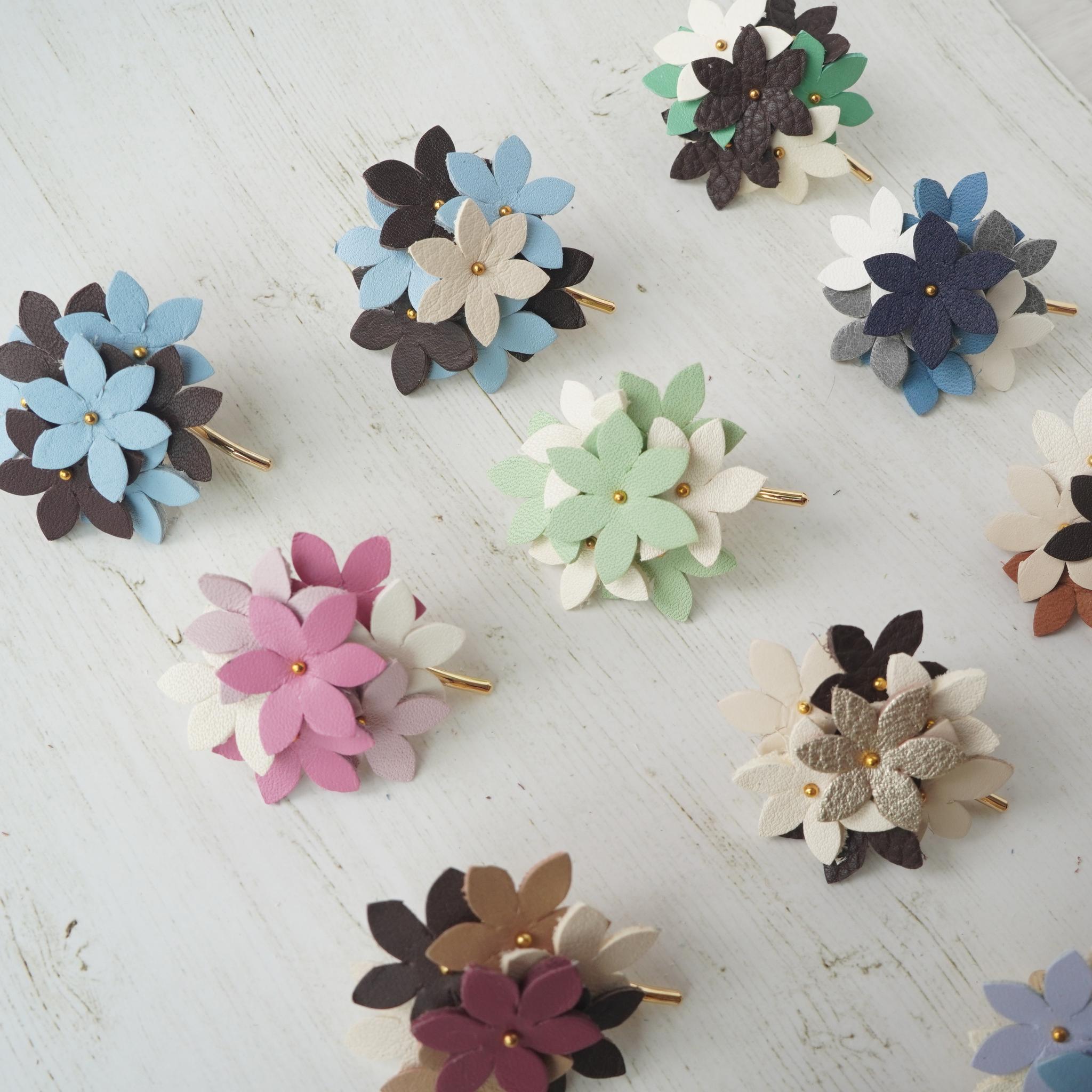 本革のお花のポニーフック | 3枚目